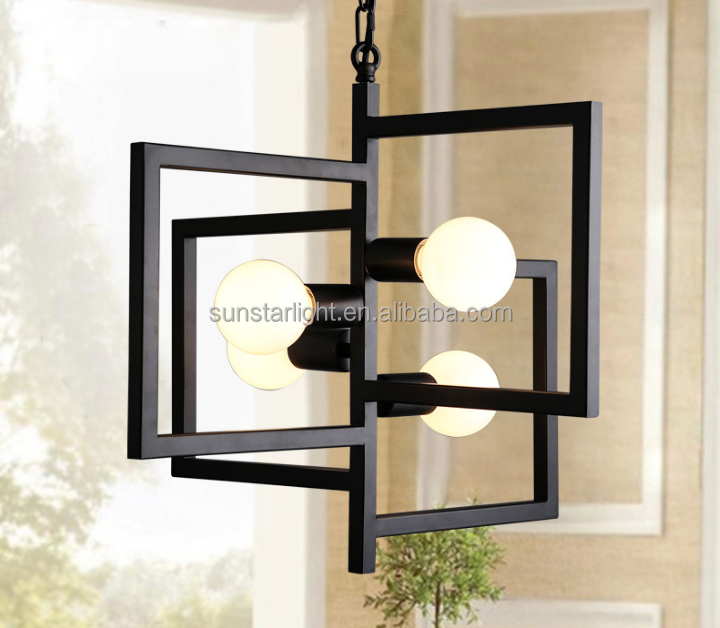 Black Iron Nordic Country Industrial Pendant Lights 4 Heads Yard Lamp For bedroom/bar Hang Lamps Home Decoration