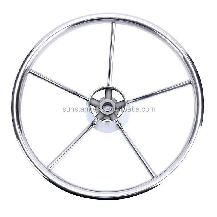 Stainless steel steering wheel boat inflatable boat steering wheel wood for boat