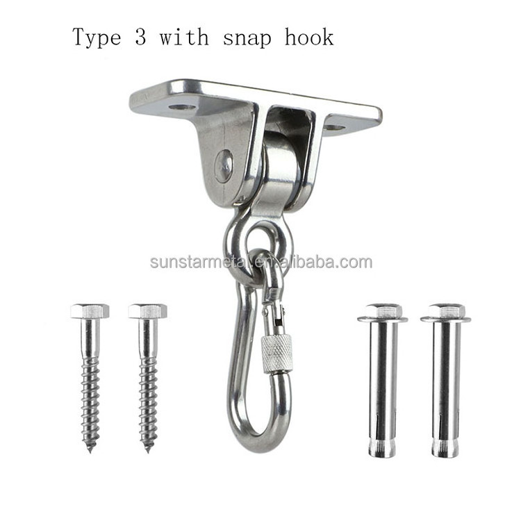 Heavy Duty Swing Hangers Set 1000LB Capacity Permanent Antirust Stainless Steel 304SS Swivel Hooks 360 Rotate