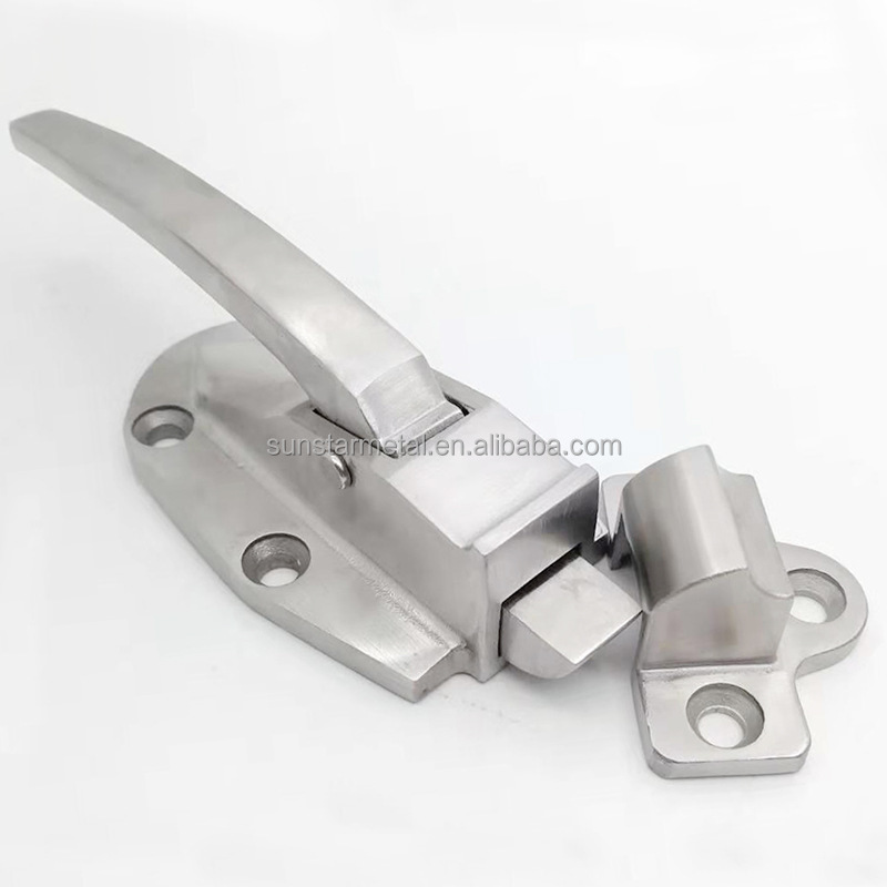 Stainless steel door catches  latches Adjustable Latch Spring Loaded Walk In Freezer Cooler Door Handle Grip Hardware