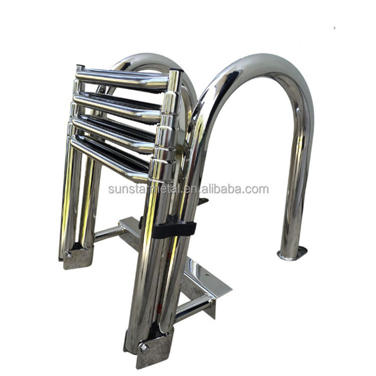 Marine equipment Stainless Steel Telescoping Boat 3 Step Ladder Swim Step Over Platform Pontoon boat dock Ladder