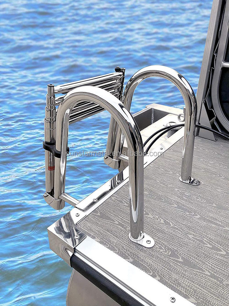 Marine equipment Stainless Steel Telescoping Boat 3 Step Ladder Swim Step Over Platform Pontoon boat dock Ladder