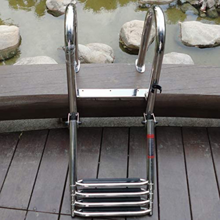 4 Steps Pontoon Boat Ladder Stainless Steel Folding Telescoping Inboard Ladder Heavy Duty Custom Swim Deck Ladder