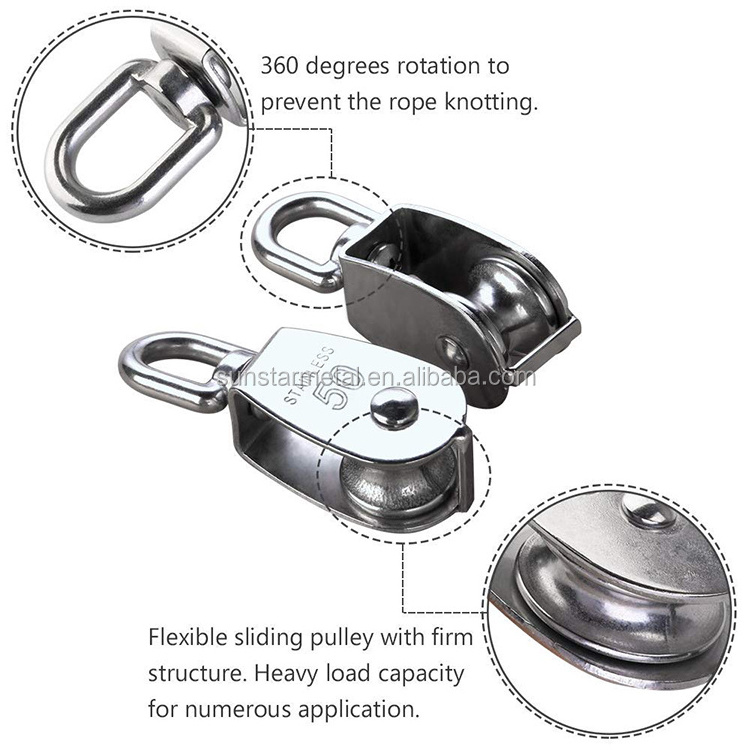 lifting pulley hanging stainless steel swivel lifting wire rope pulley