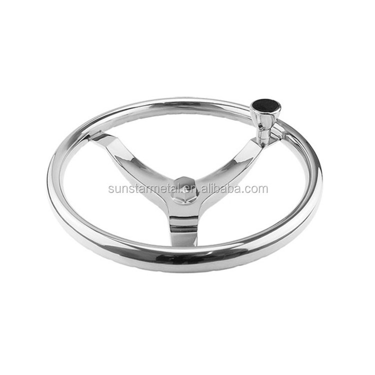 Stainless steel wood steering wheel boat inflatable boat steering wheel wood for boat