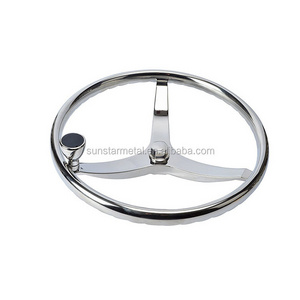 Stainless steel wood steering wheel boat inflatable boat steering wheel wood for boat