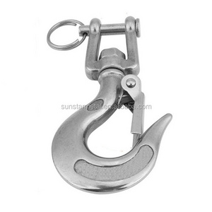 Stainless Steel Swivel Eye Lifting Hook American Type Safety Hook Rigging Accessory with Latch