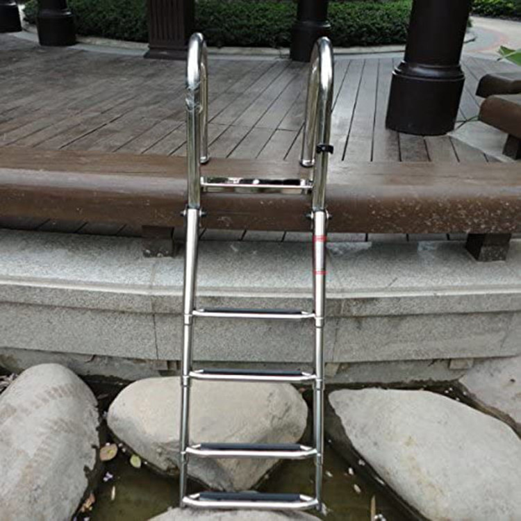 4 Steps Pontoon Boat Ladder Stainless Steel Folding Telescoping Inboard Ladder Heavy Duty Custom Swim Deck Ladder