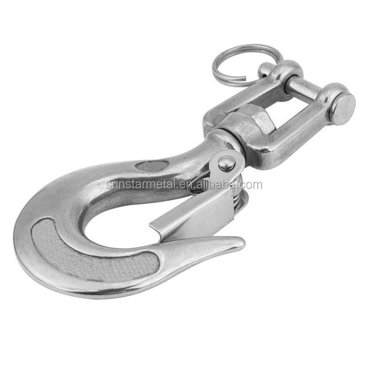 Stainless Steel Swivel Eye Lifting Hook American Type Safety Hook Rigging Accessory with Latch