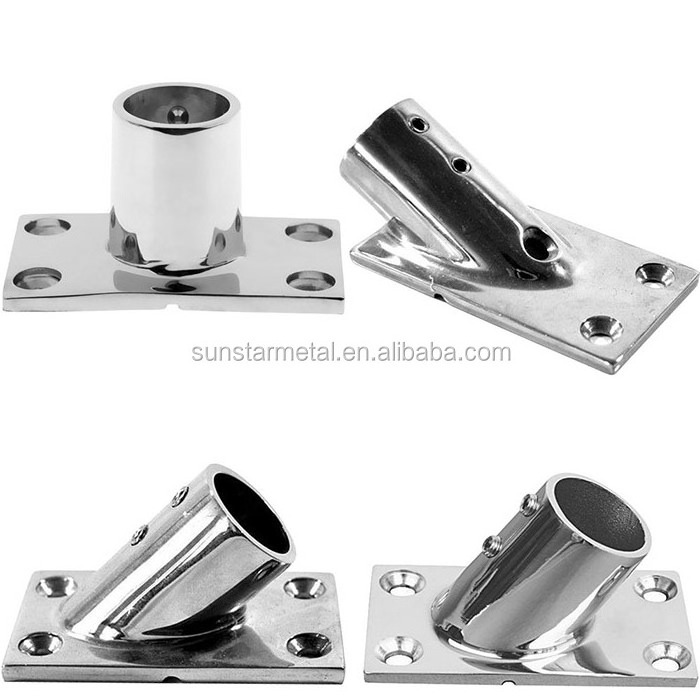 Boat Hand Rail Fitting 30 60 90 degree 1inch  Rectangular Base Side Mount Tee Elbow Marine 316 Stainless Steel