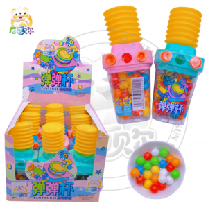 Hot Sale PVC Manual Plastic Bullet Toy Cartoon-Style Promotional Candy Gun in Rainbow Bean Flavor and Fruit Design