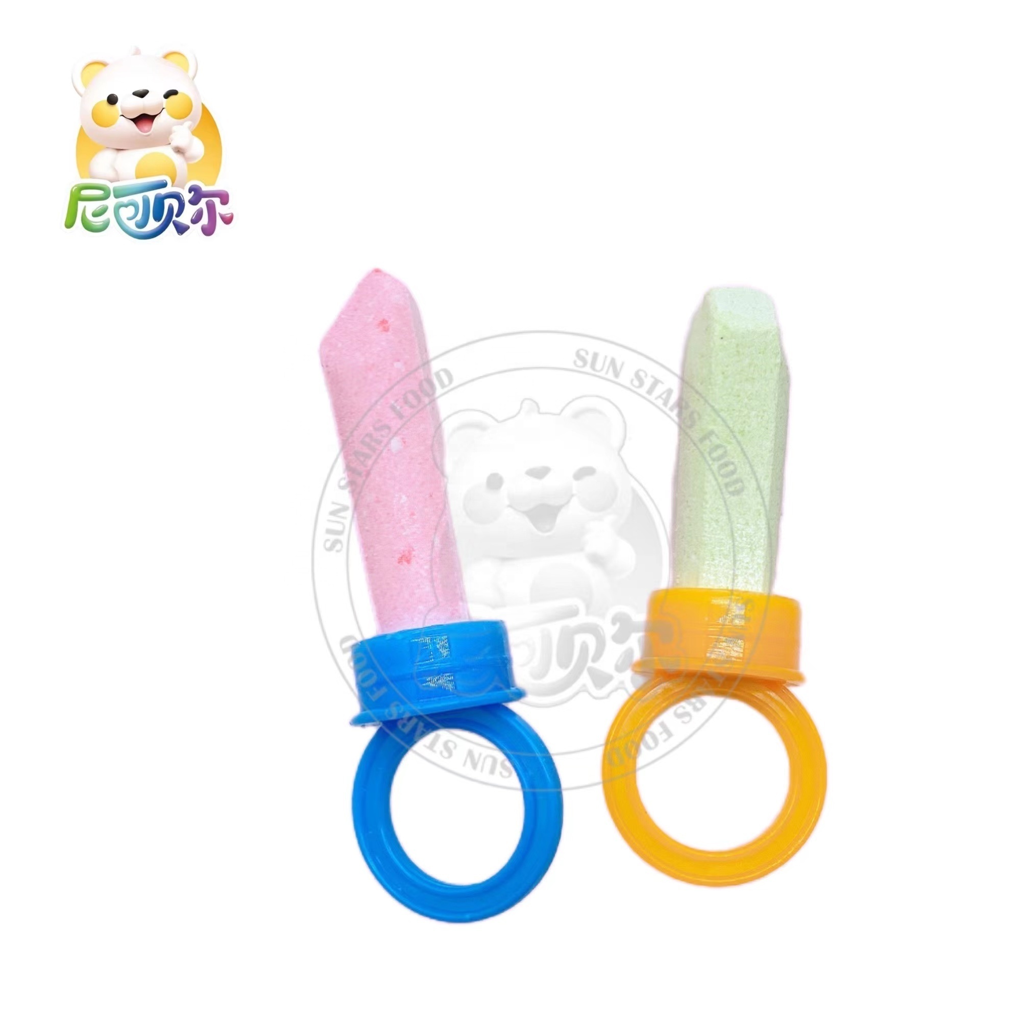 Fruity Finger Ring Chalk Shape Hard Lollipop Candy