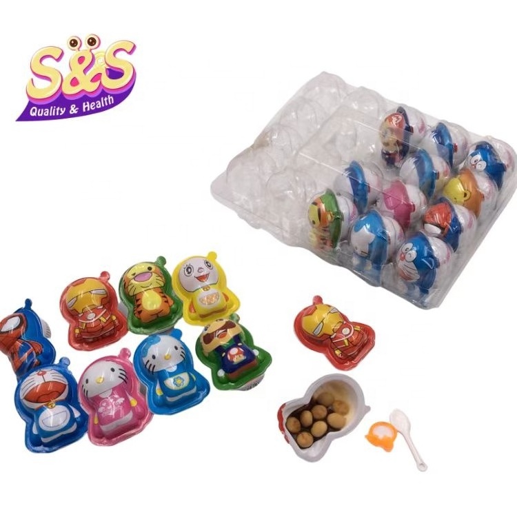 Cartoon Happy Chocolate Egg and Toy Solid Form Sweet Chocolate with Biscuit a Surprise Treat