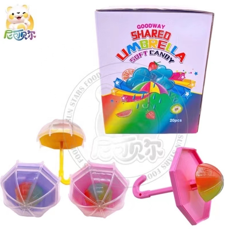 Wholesale Customization Mixed Fruit Flavor Candy Funny Umbrella Shaped Lollipop Sweet Toy Hard Candy