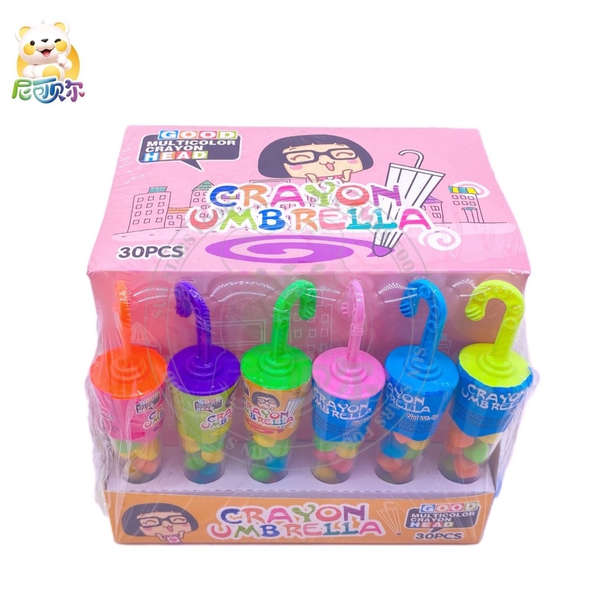 5g Lovely Cartoon Colorful Crayon Pen Umbrella And Fresh Fruity Candy Funny Toy Candy