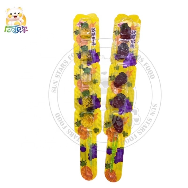 3d Fruit Gummy Candy Stick Pineapple And Grape Shape Soft Jelly Sweets Candy