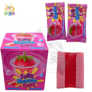 Hot Seller Candy Sweets And Candies Strawberry Watermelon Green Apple Jelly Bubble Jam Filled Bubble Gum