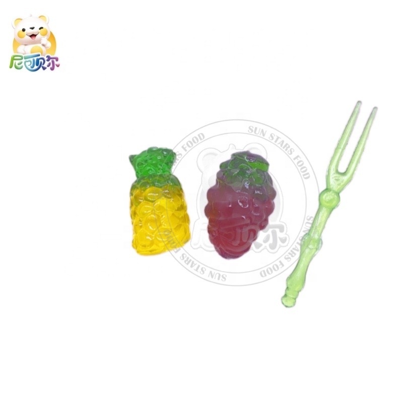 3d Fruit Gummy Candy Stick Pineapple And Grape Shape Soft Jelly Sweets Candy