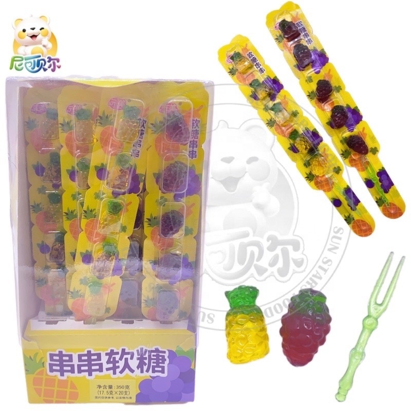 3d Fruit Gummy Candy Stick Pineapple And Grape Shape Soft Jelly Sweets Candy