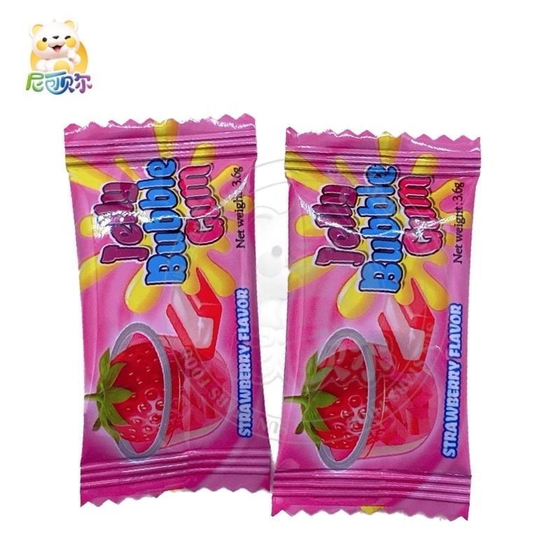 Hot Seller Candy Sweets And Candies Strawberry Watermelon Green Apple Jelly Bubble Jam Filled Bubble Gum