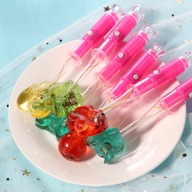 Upgrade Three Lights Glowing LED Colorful Glitter Glow Stick Sweet and Sour Lollipop