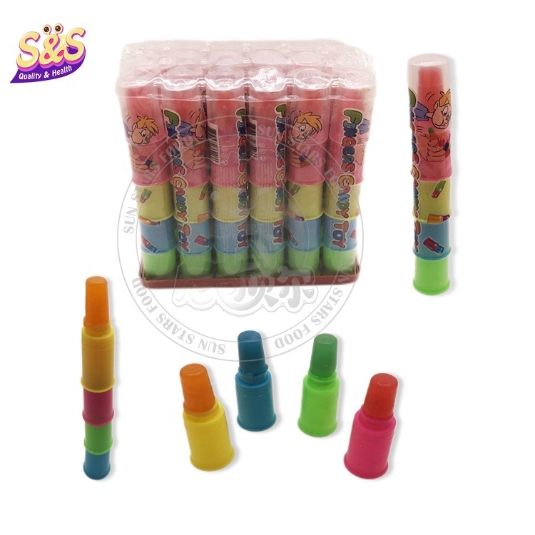 Tray Packing Mix Fruit Flavor Sweet Finger Lollipop Hard Licking Candy For Kids