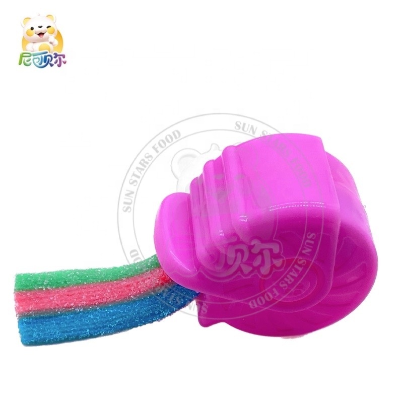 Mini Puller Toy With Rainbow Strip Candy Roll Fruit Flavor Sour Belt Soft Jelly Candy