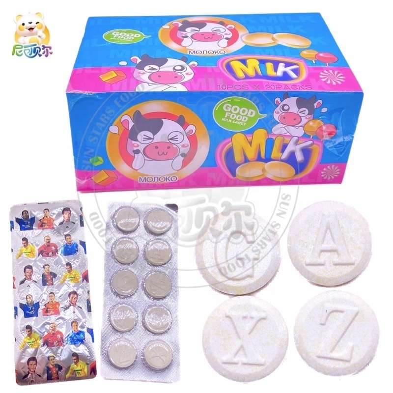 Blister Milk Flavor Dextrose Pressed Tablet Candy Confectionery Dry Milk Candy /tablet Press /tablet Candy Milk Tablet