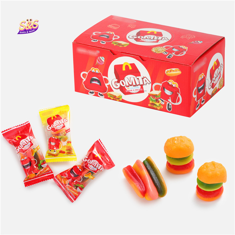 Muslim gomita hamburger chewing fruity pectin soft halal candy gummy for Lesser Bairam