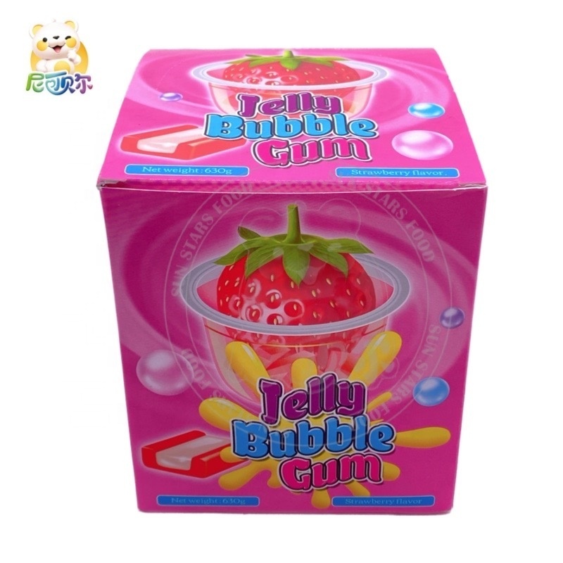 Hot Seller Candy Sweets And Candies Strawberry Watermelon Green Apple Jelly Bubble Jam Filled Bubble Gum