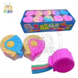 Mini Puller Toy With Rainbow Strip Candy Roll Fruit Flavor Sour Belt Soft Jelly Candy