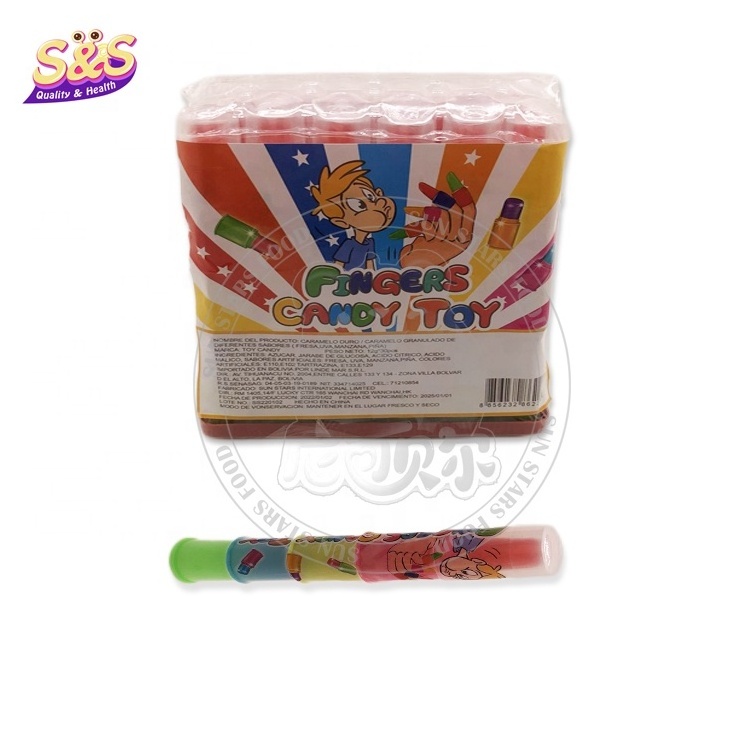 Tray Packing Mix Fruit Flavor Sweet Finger Lollipop Hard Licking Candy For Kids