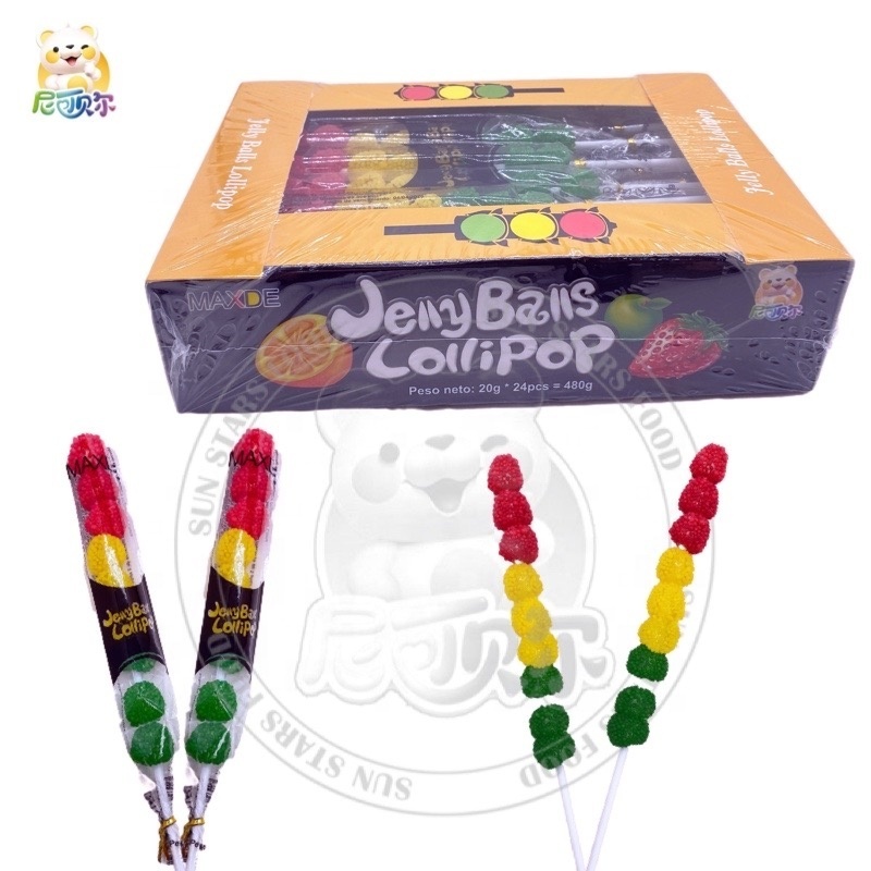 Boxed Jelly Ball Traffic Lights Tricolor Fruit-flavored Fudge String Lollipop