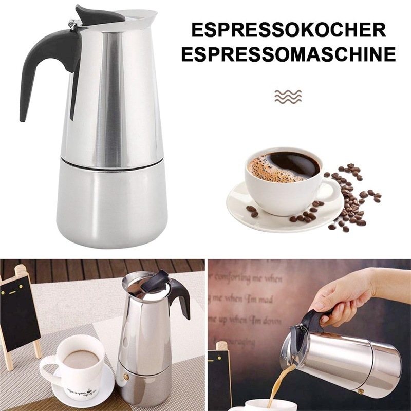 6 Cup stainless steel Moka Pot Espresso Coffee Maker  Bialetti Manufacturer