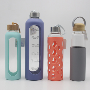 Custom High Quality bpa free Eco Friendly High borosilicate glass water bottle