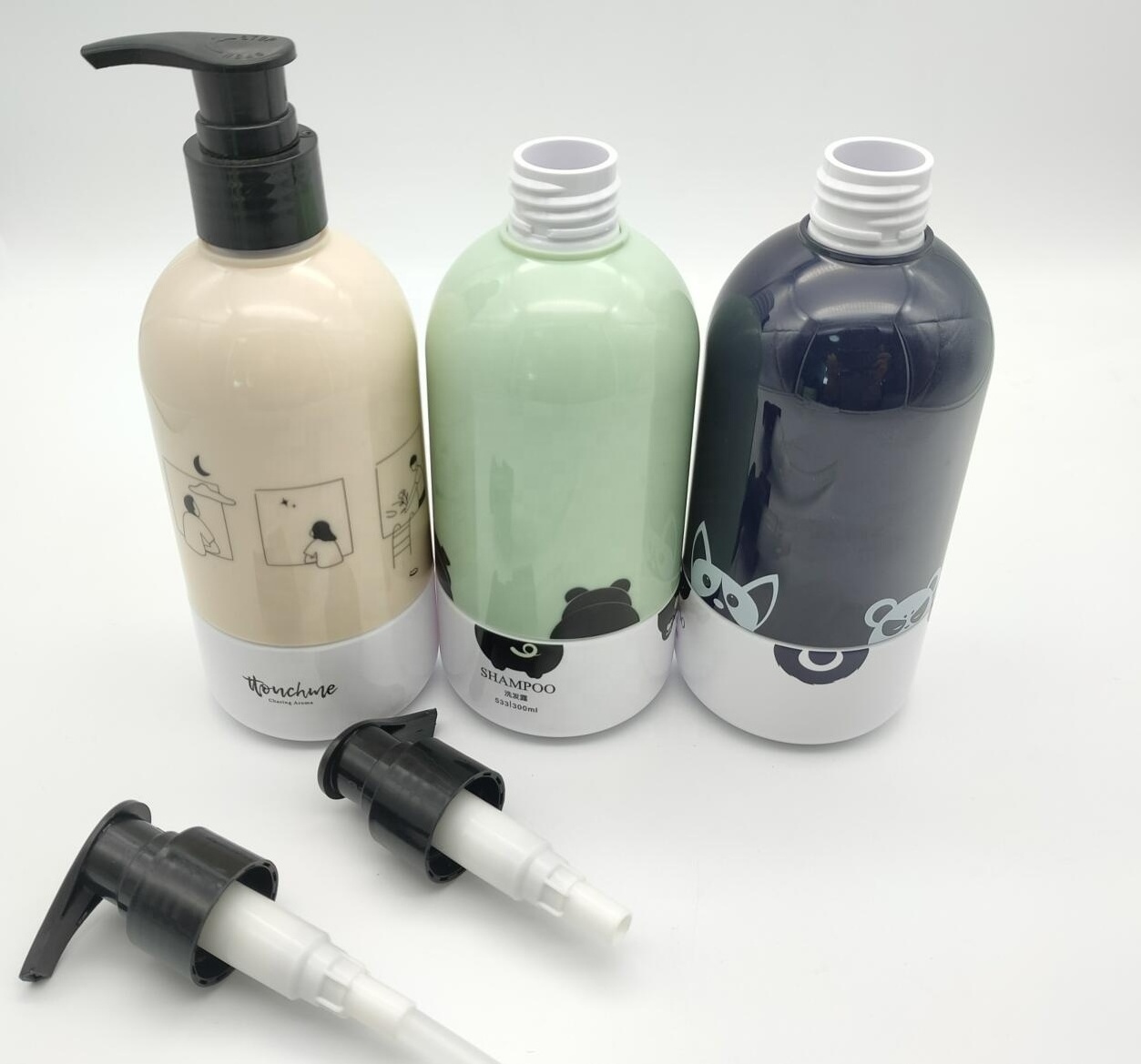 New design 300ml PET plastic interest baby used shampoo bottle