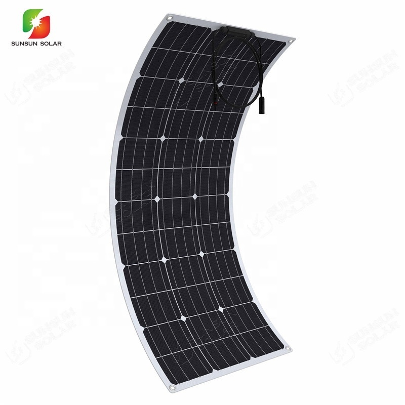 Thin film ETFE 100W 18V monocrystalline Semi flexible solar pv panels solar energy for RV, camping, boat use