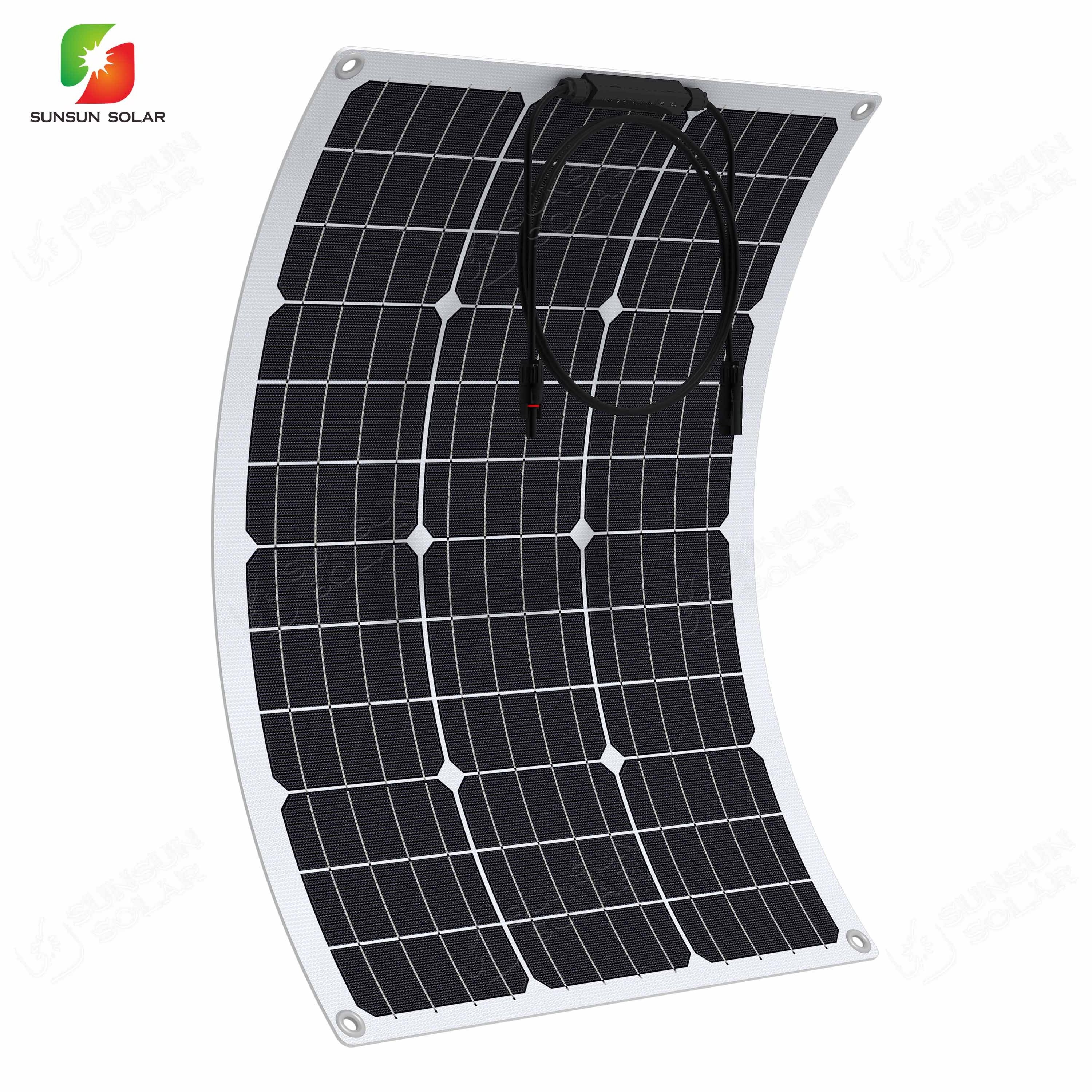 High efficiency 50W 18V ETFE monocrystalline cell semi flexible pv solar panel