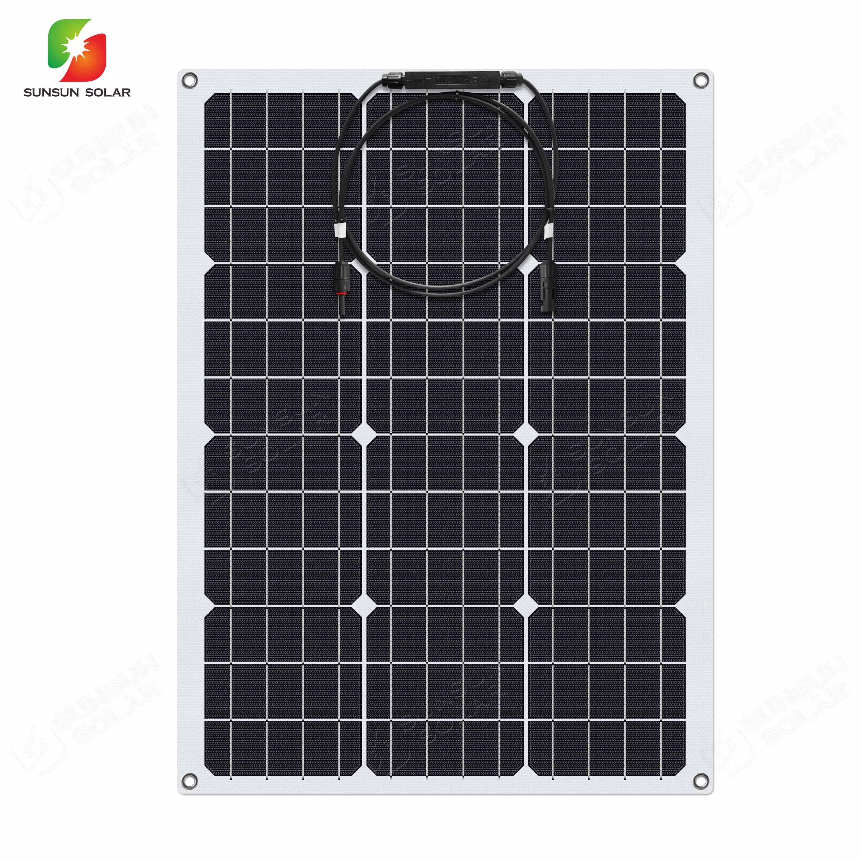 High efficiency 50W 18V ETFE monocrystalline cell semi flexible pv solar panel