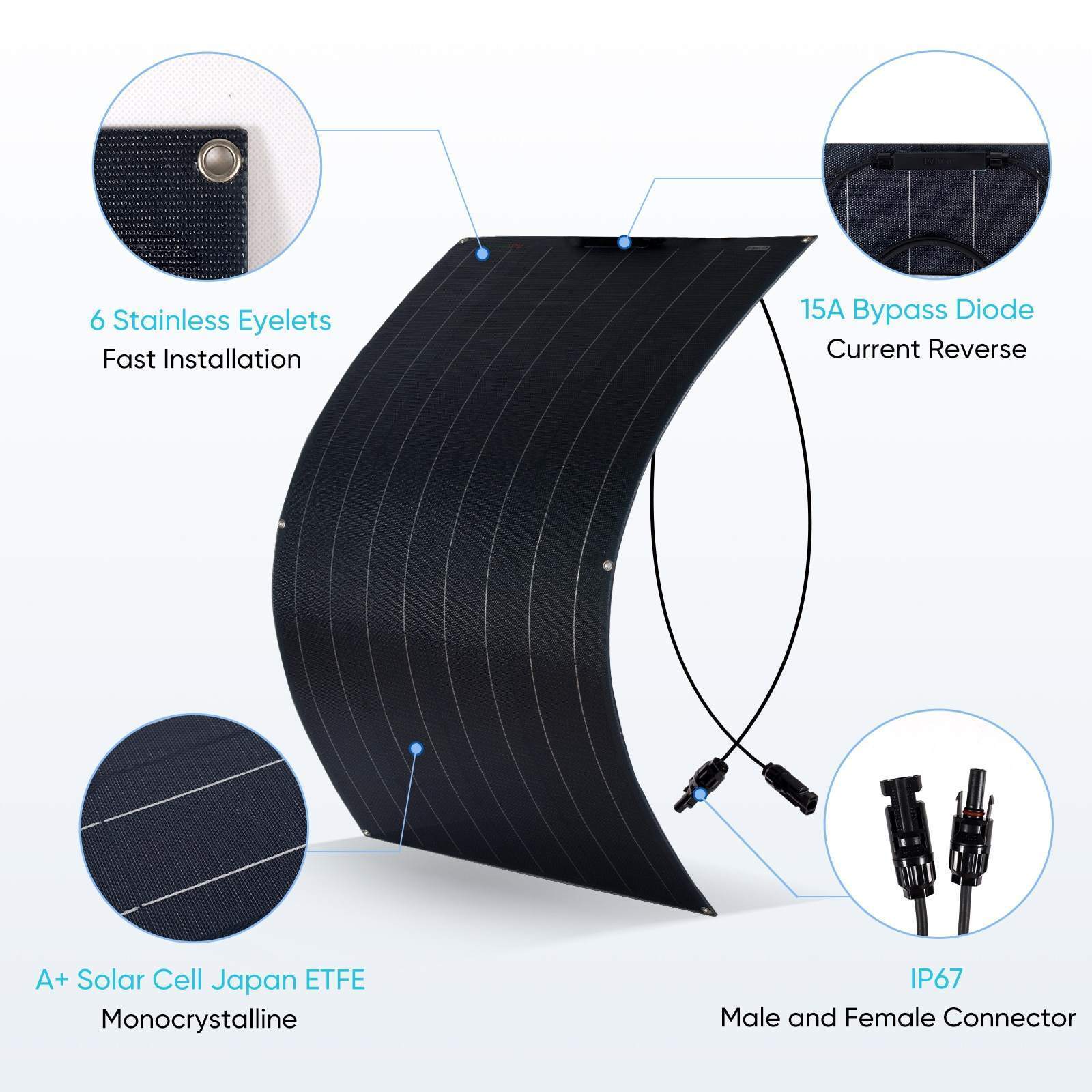 Extra Strength Light Weight Etfe Semi Flexible Sticker Sunpower Solar Panels 400w 410w 420w 430watt For Balcony Battery Camping