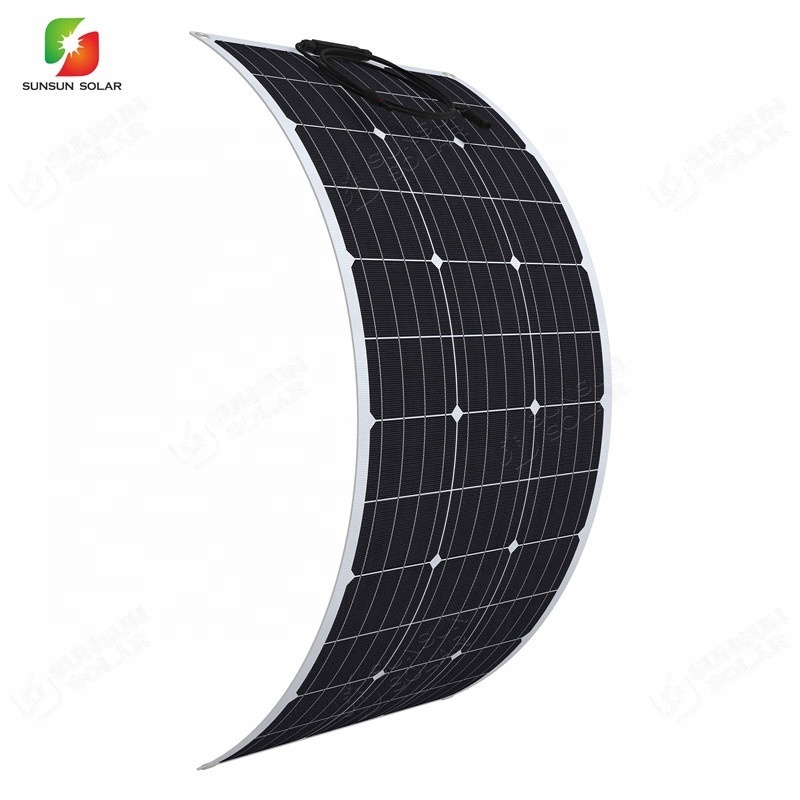 Thin film ETFE 100W 18V monocrystalline Semi flexible solar pv panels solar energy for RV, camping, boat use