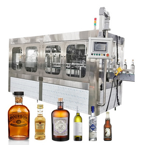 Automatic Small scale 5000bph glass bottle vodka making machine wine filling machine on sale with ropp cover T type corker