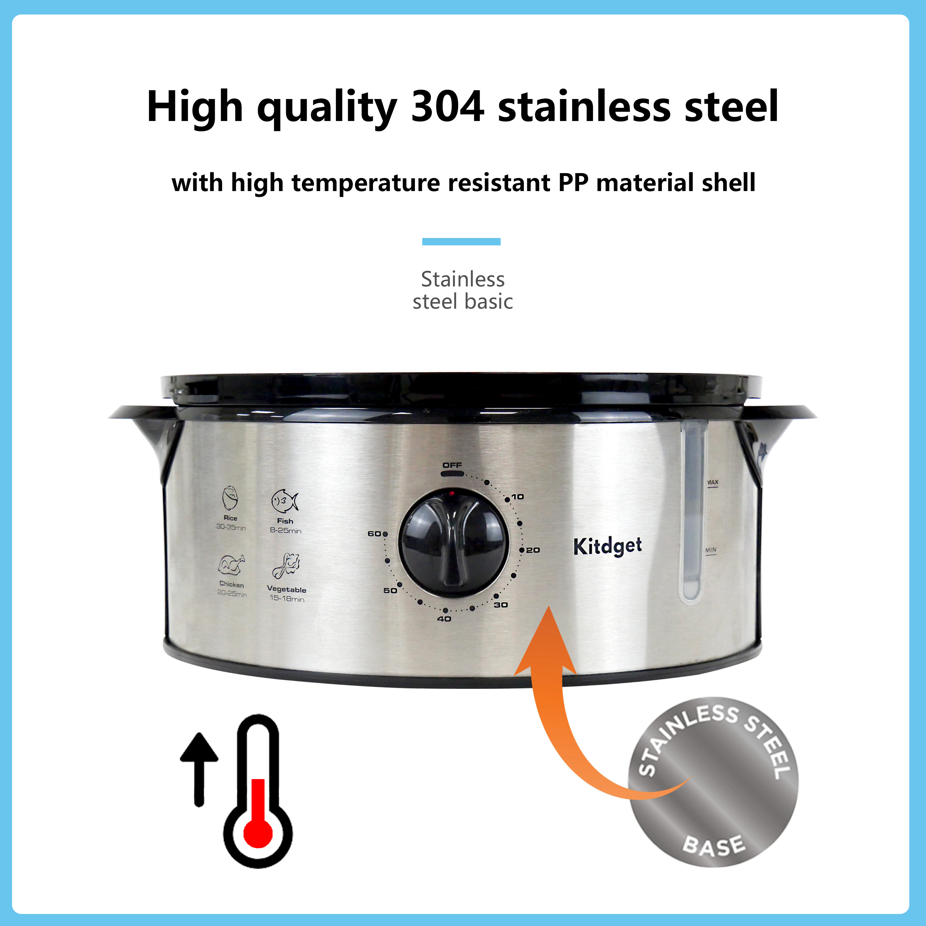 Timing Steam Cooker 4L 1 Layer Electric Home Glass Electric Food Steamer plastic steamer pot stainless steel