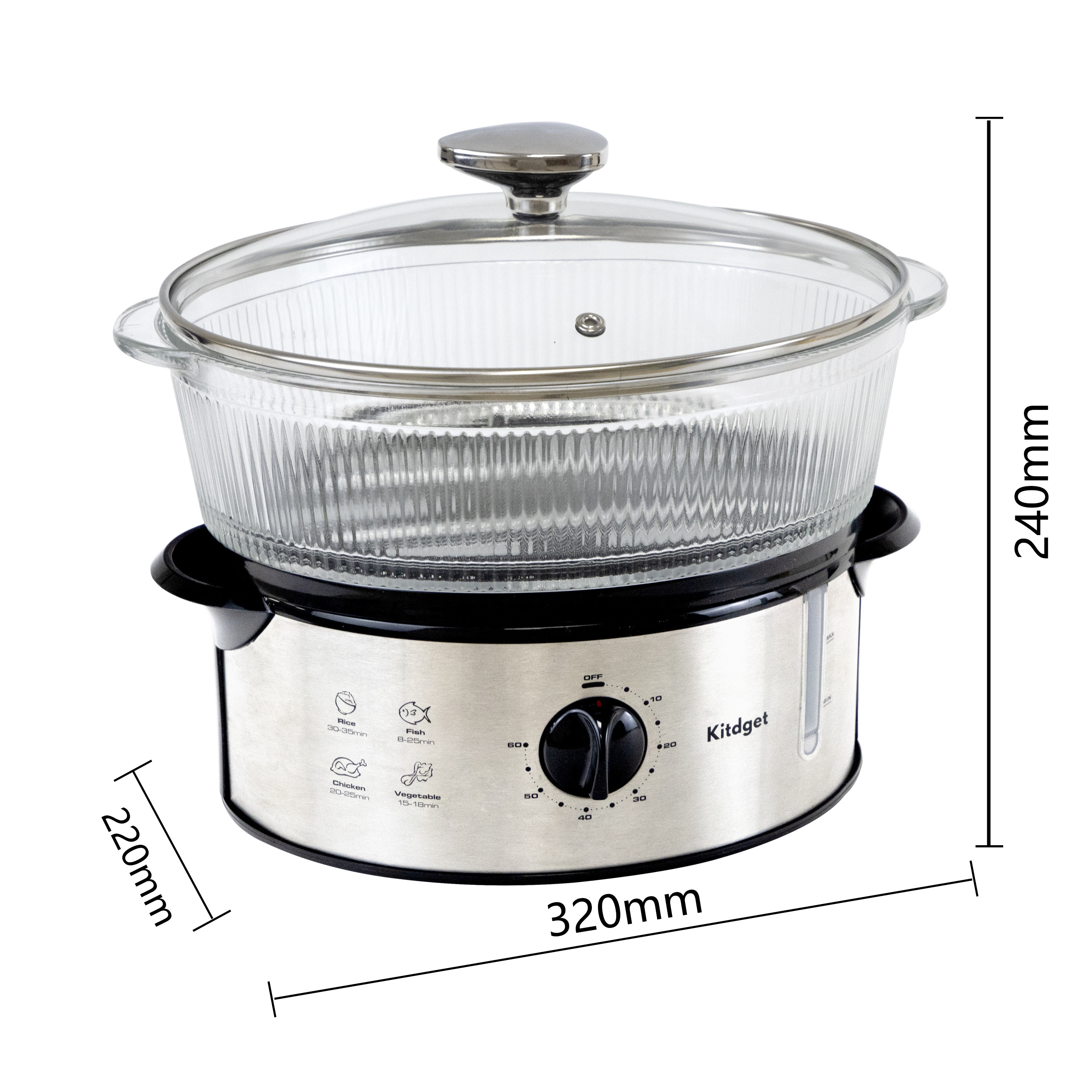 Timing Steam Cooker 4L 1 Layer Electric Home Glass Electric Food Steamer plastic steamer pot stainless steel