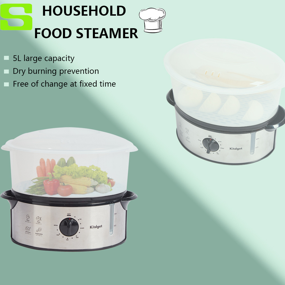 Factory direct plastic electric food steamer 5L capacity household seafood steamer