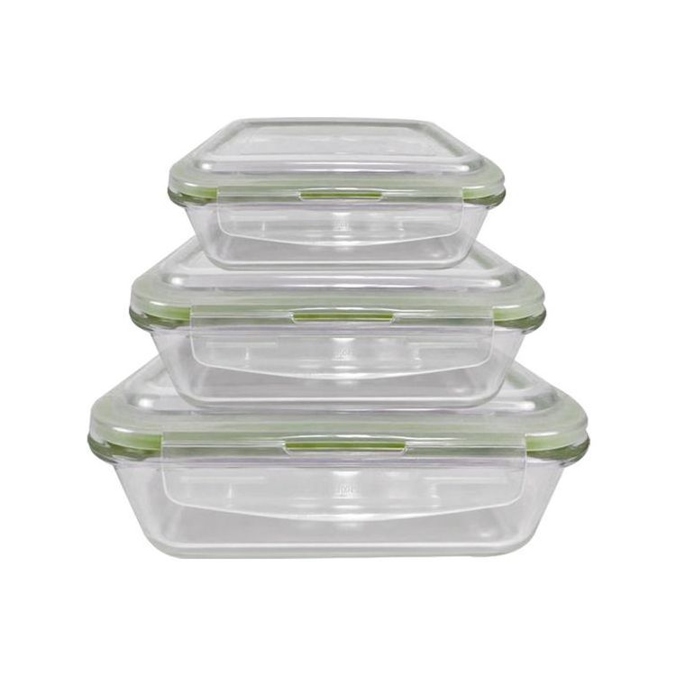 Easying Carrying Glass Food Container Rectangle Food Bento Lunch Box With Locking Lid