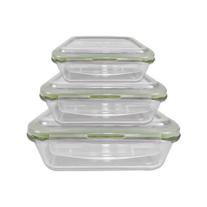 Easying Carrying Glass Food Container Rectangle Food Bento Lunch Box With Locking Lid