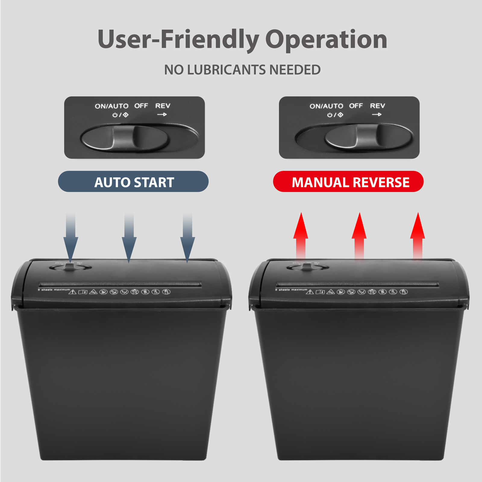 S606B 5 Sheets Strip Cut Paper Shredders,with 10L Wastbasket for Home and Office requirement Paper Shredder