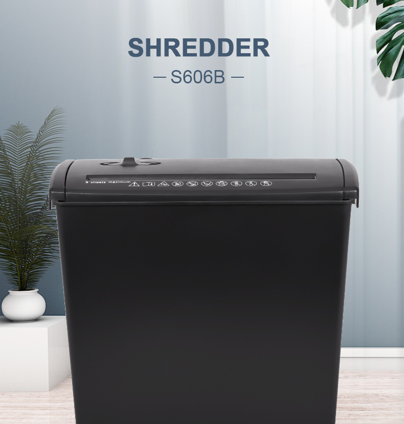 electric paper shredder machine S606B 5 Sheets A4 Strip Cut For Office with 10L basket Bin auto feed