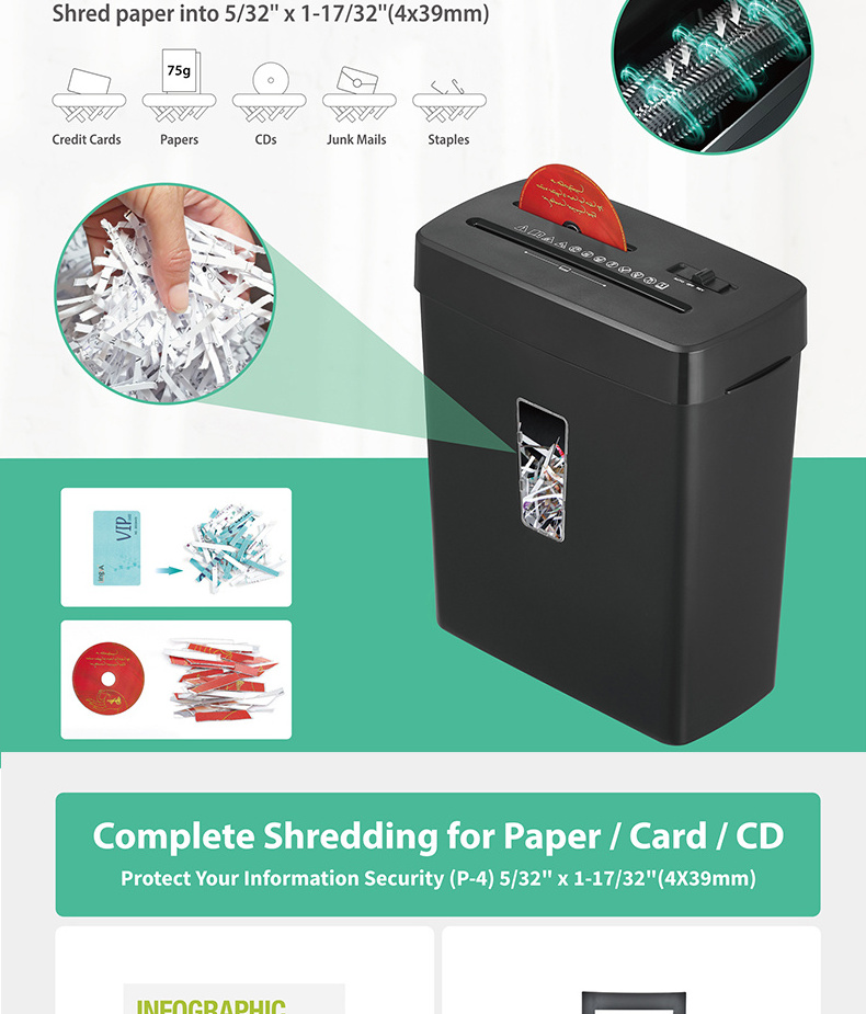 CD222P 8-Sheet Cross-Cut Paper and Credit Card Home Office Shredder